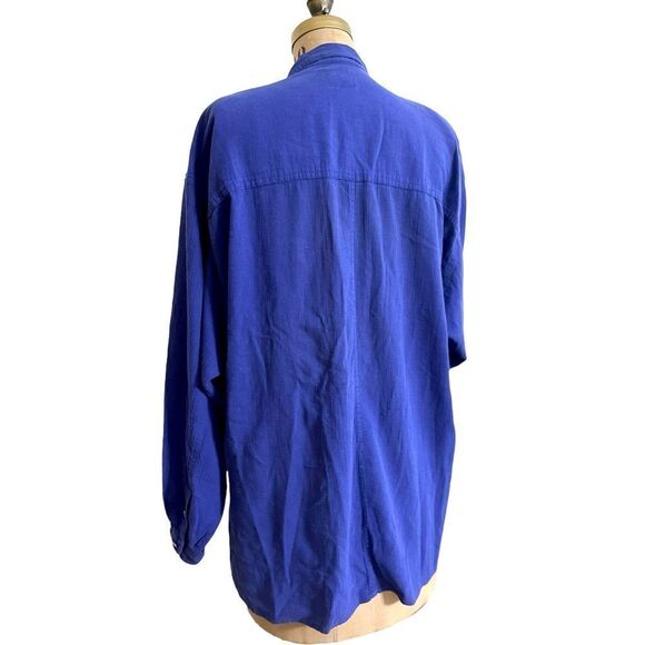 Vintage Lizwear Purple crinkly cotton long sleeve button up shirt size Large - Picture 3 of 11